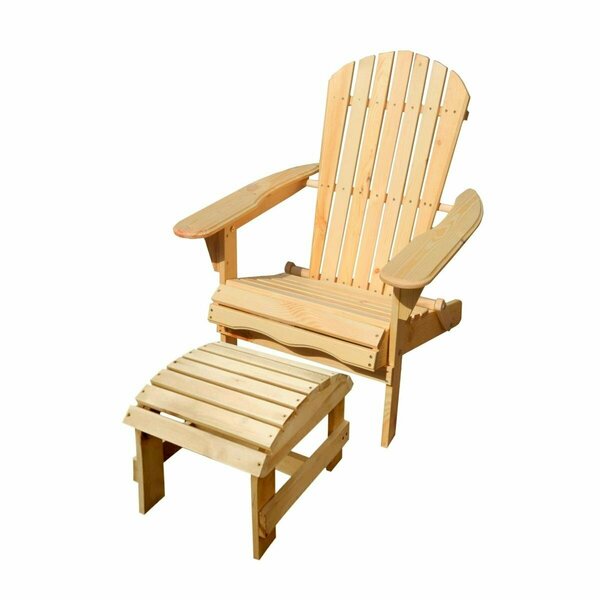 Conservatorio 12 in. Adirondack Chairs with Ottoman, Natural Color CO3283158